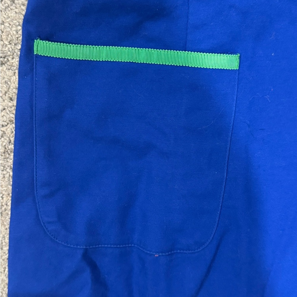 Anne Klein Sheath Knee Length Sleeveless Blue Green Piping Pockets Cotton Size 6 - Picture 6 of 9